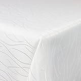 tischdecke 220 x 140 Sehr pflegeleicht Tischdecke Damast Streifen 110x220cm eckig Weiss