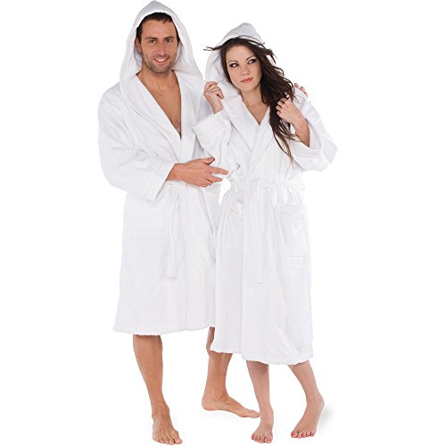 Bademantel für Damen & Herren | viele Farben Größen S-XXL | Baumwolle Frottee mit Schalkragen oder Kapuze | aqua-textil - 3