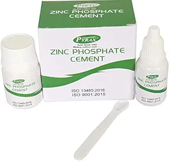 PYRAX Pack of 2 Zinc Phosphate Cement with Powder jar, Liquid Bottle, Spoon and Mixing Pad