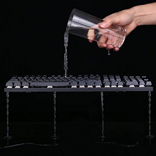 AUKEY Teclado Mec  nico LED-Backlit Teclado Gaming con Switches Blue  104 Teclas English Layout  US  con Metal Panel 100  Anti-ghosting para Jugadores y Mecan  grafos  Negro