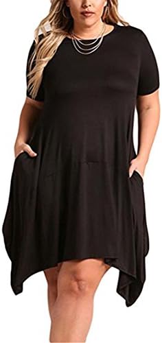 Wowforu Women Solid Casual Pocket Style Plus Size Jersey Dress