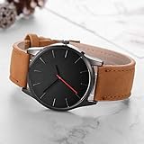 XiYuanShangMao Casual Men Runde Zifferblatt Uhr Business Lederband Quarz Armbanduhr (Braun