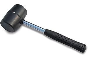 OLPRO Rubber Camping Mallet 16oz with Solid Steel Shaft, Ergonomic Grip, Shock Resistant Handle, Durable Rubber Head, Reduce Damage to Tent Pegs
