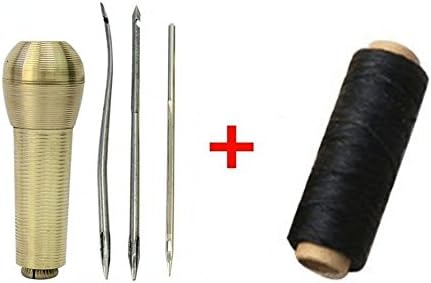 Sewing Awl For Awning, Tents, Canvas Sails, Sewing and Leather Repairs+50M 1mm Sewing Waxed Thread 150D(black)