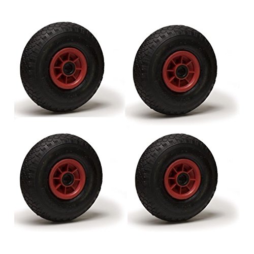 4 Stück ROUES GONFLABLES 3.00 – 4 Für Sackkarre, Schubkarre und Bollerwagen – 260 x 85 Bohrung 25 mm