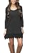 Summer Mae Women's Long Sleeve A-line Lace Stitching Trim Casual Dress