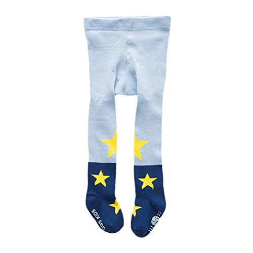 Preisvergleich Produktbild Hirolan Baumwolle Strumpfhose Strumpfhose Strumpf Star Füßig gemütlich Socken zum schön Neugeboren Baby Mädchen Kleinkind Kinder Blau Rosa Grün Farbe (M, Blau)