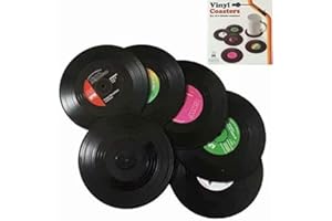 LUWU-STORE 6 sottobicchieri a forma di dischi in vinile, tappetini antiscivolo per tazze e bicchieri