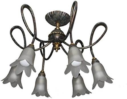 Doge valfb35115 PL6 Made in Italy Ceiling Light Ceiling Light Wrought Iron Glass White Indoor Lighting Product Valastro Lighting