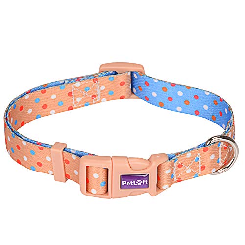 PetLoft Collare per Cani, Speciale Progettato Taglia Regolabile Collari di Superficie in Poliestere con Anello a D in Metallo per Fissaggio al Guinzaglio (Marrone, M)