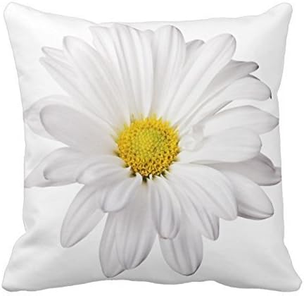 Sunny Day White Daisy Flower with Bright Yellow Heart Pillows Decorative Throw Pillowcase Cushion Cover Square Cushion Cover for Home or Sofa 18 x 18 Inch One Side