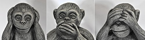 3 Affen Set massiv Nichts sehen hören sagen Glücksbringer Skulptur - 7