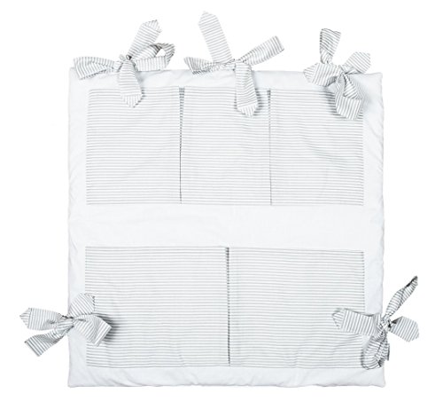 Vizaro - MURAL ORGANIZADOR ACOLCHADO Cuna - 100% ALGODÓN PURO - ALTA CALIDAD, hecho en UE, certificado OekoTex sin sustancias nocivas - C. Líneas Grises