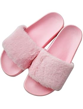 MStar Damen Hausschuh Weiche Flache Sandalen Flauschige mit Süßer Plüsch Pantoffel Outdoor/Indoor in 5 Farben