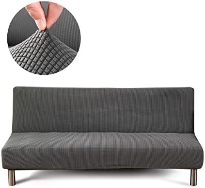 Cornasee Jacquard Stretch Sofa Covers 3 Seater, Knitted Slipcovers Protectors for Sofa Bed/Sofa without Armrest,Grey