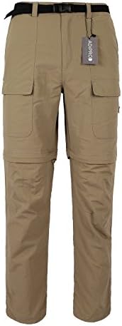 Quick Dry Pants, ADiPROD Men's Water Repellent Lightweight Convertible Cargo Shorts Hiking Pants (Khaki, Medium)