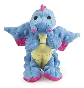 goDog Dragon With Chew Guard Technology Tough Plush Dog Toy, Periwinkle, Small