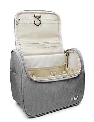 Airlab Trousses de toilette avec crochet et poignée, taille: 24 x 19,5 x 12,5 cm, Gris