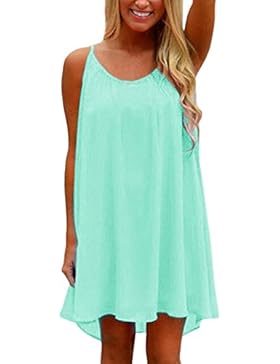 ASCHOEN Damen Minikleid Sommerkleid Strandkleid A-line Kleid Chiffon Abend Partei Kurzschluss