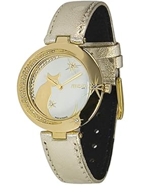 Moog Paris Lucille Damen Uhr mit Weiß Zifferblatt, Swarovski Elements & Gold Armband aus Echtem Leder - M44912...