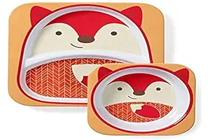 Skip Hop Zoo Melamine Plate and Bowl Set, Fox