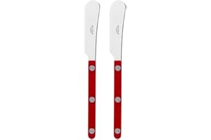 Sabre Paris | Lot de 2 Tartineurs 14 cm Bistrot couleur Bordeau et finition brillante. Couverts en Acier Inoxydable. Idéal pour beurre, tapenades, pâte à tartiner…