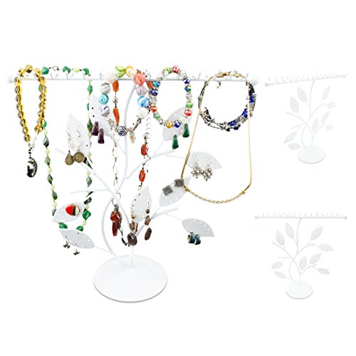 VENKON - Schmuckbaum Design Schmuckständer für Ringe Halsketten Ohrringe Armbänder Aufbewahrung & Präsentation - weiß - 30 x 11 x 30 cm