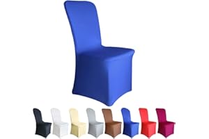 Time to Sparkle Chair Cover Spandex Lycra Stretch Slipcovers Dining Chair Cover Wedding Banquet Party Flat Front (Royal Blue)
