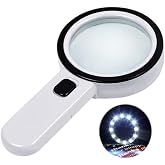 LED Işıklı B&uuml;y&uuml;te&ccedil; 30X | B&uuml;y&uuml;k Mercekli Okuma B&uuml;y&uuml;teci | Yaşlılar, &Ouml;ğrenciler, Koleksiyonerler, Madeni Paralar, Pul, Kitap, H