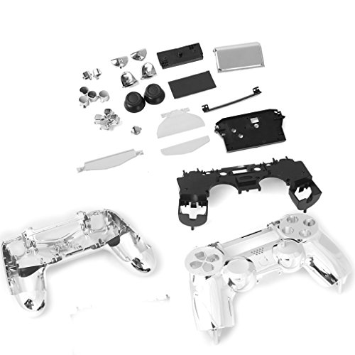 Preisvergleich Produktbild Gazechimp Metall überzogen Vollständige Gehäuse für PlayStation 4 PS4 WLAN Controller - Silber