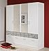 Produktbild Rauch A8076.2812 Kleiderschrank Aalen 4-TRG./2xSpiegeltüren/8xSchubkästen / B 181 H 197 T 54 cm/Korpus/Fronten: Weiss, Absetzungen: Stone Grey