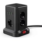 SMAYLİNG Kule Tipi &Ccedil;oklu Priz - 3 USB-A + 1 Type-C &Ccedil;ıkışlı, Akım Korumalı, Tek Tuş Kontroll&uuml; Masa&uuml;st&uuml; Priz