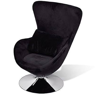 vidaXL Chaise uf pivotante avec coussin noir