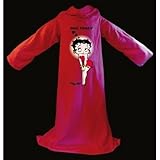 Betty Boop Just Kissing Snuggle Sleeved Fleece Blanket, Red Black White Hearts