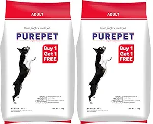 Purepet Adult Meat and Rice, 1.1 kg (Buy 1 Get 1 Free)
