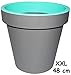 Produktbild 3 Stück _ Design - XXL - 48 cm ! - große Blumentöpfe / Pflanzkübel - " grau & NEON türkis blau / mint grün " - GROSS - Kunststoffkübel - Übertöpfe STAPELBAR - Blumenkübel / aus hochwertigen Kunststoff - z.B: Kräutergarten - Kasten / Topf - Blumen - Garten & Terrasse Kräuterinsel - Blumeninsel - Pflanztopf zum Stapeln - wie Blumenampel - Blumenkasten - Kübel