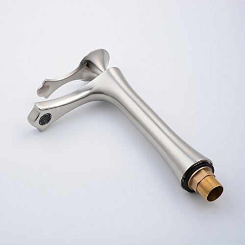 Beelee BL6076NH Wasserhahn Hohe Bad Armatur Waschbecken Waschbeckenarmatur Einhebelmischer Badarmatur Mischbatterie Armaturen für Bad Gebürsteter Nickel - 6