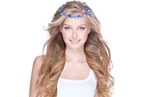 ‎BOCK OP KÖLLE LED Blumenkranz Silvester Haarschmuck Blumen Stirnband Kranz Haarband Damen Blumendekor Kopfschmuck für Hochzeit Party Leucht (Blau)