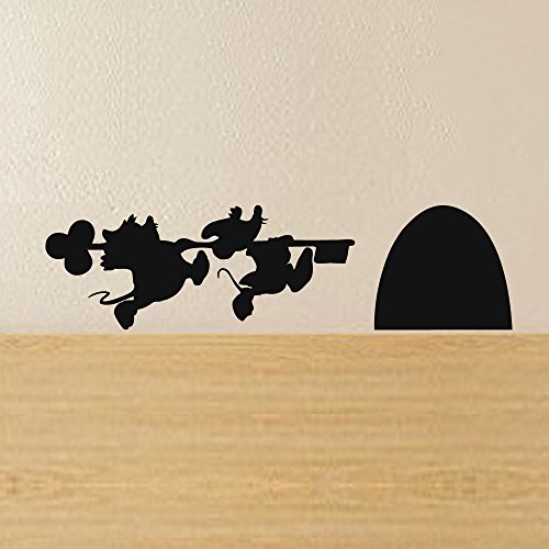 Cartoon Aufkleber – Mickey und Minnie ’s Maus House Vinyl Wand Aufkleber, Vinyl, schwarz, 9.5″w x2.5″h - 2