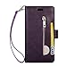 Produktbild Kompatibel mit Samsung Galaxy A6 Plus 2018 Leder Hülle,Robinsoni Handytasche Schutzhülle Tasche Case [ 9 Kartensteckplätze ] Reißverschluß Brieftasche Flip Ständer Magnetverschluss Klappehülle,Lila