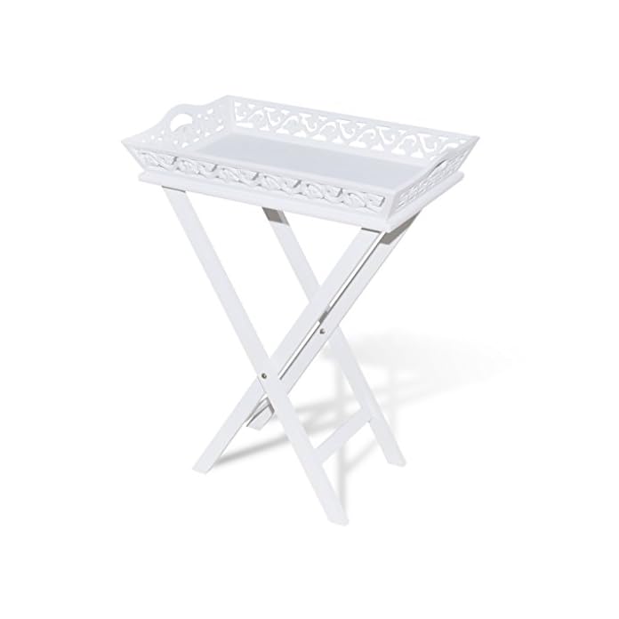 Anself Tabletttisch Serviertisch Klapptisch Beistelltisch Aus Holz Wei Klappbar