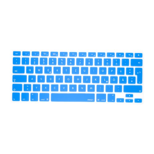 MiNGFi Deutsche Tastatur Silikon Schutz Abdeckung QWERTZ für MacBook Pro 13, 15, 17 Air 13 Zoll EU Keyboard Layout Silicone Cover - Light Blau
