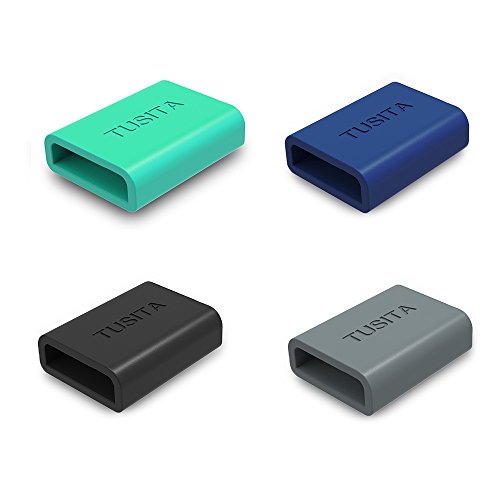 9-PACK TUSITA Silikon Fastener Ring für Fitbit Alta, Fitbit Flex, Garmin Vivosmart Vivofit 3, Misfit, Amiigo, Striiv, JAWBONE UP2, UP3, UP Move (Thick-Armband) Schleifen Keeper Verschluss - 2