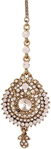 I Jewels Women's Elegantly Handcrafted Stone Maang Tikka White