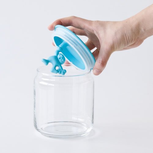 Alessi „Gianni“ Küchendose aus Glas mit abgedichtem Deckel, thermoplastischem Harz, hellblau - 3