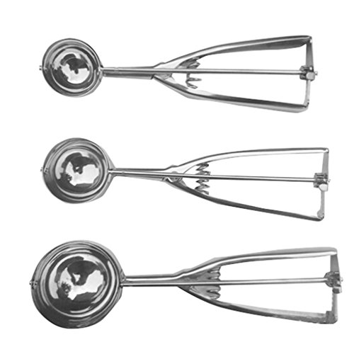Ming Eisportionier-Löffel aus Edelstahl, für Café oder zu Hause (Packung mit 3 Stück, Durchmesser: 4 cm, 5 cm, 6 cm)