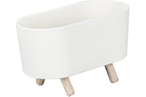 Ideen mit Herz Dekoracyjne naczynie z drewnianymi nóżkami | miniaturowa miska na rośliny | tworzywo sztuczne | puste miejsce do dalszej dekoracji | kolor biały | 8,6 cm x 15,1 cm x 6,9 cm