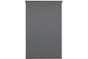 Deco Company Estor enrollable con pinza, Opaco Deja pasar la luz, Protección de la privacidad Protección contra el deslumbramiento Sujeción a la ventana sin taladrar, Poliéster, Antracita, 65 x 150 cm