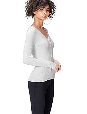 find. FIND Lace Detail Ribbed Pull Femme, Blanc (White), 40 (Taille Fabricant: Medium)