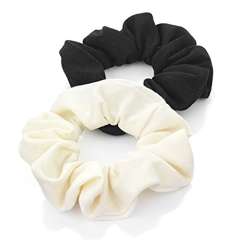 Bling Online 2pc Scrunchie Set. Approx 8cm outside. Black, Cream
